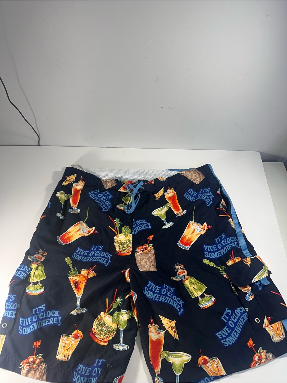 Men’s Tropical Cocktail Swim Trunks Mesh Lined “It’s 5 O’Clock Somewhere” XL